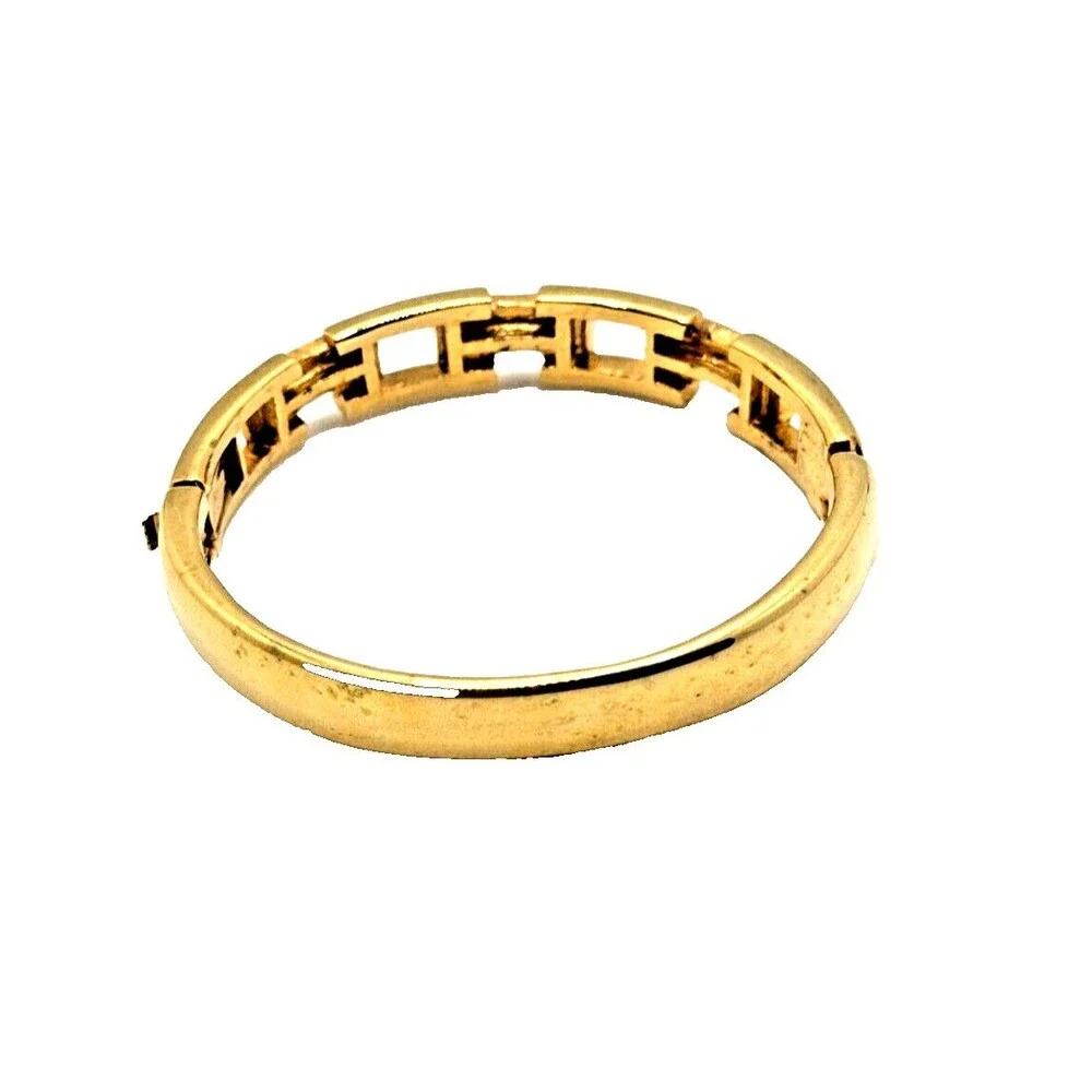 Rhinestone Link Bangle Bracelet Gold Tone Statement Hinged Runway Jewelry 7